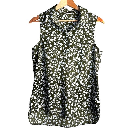 CAbi Green Blue Floral Sleeveless Top | Size Small | Style #364 - Picture 1 of 4